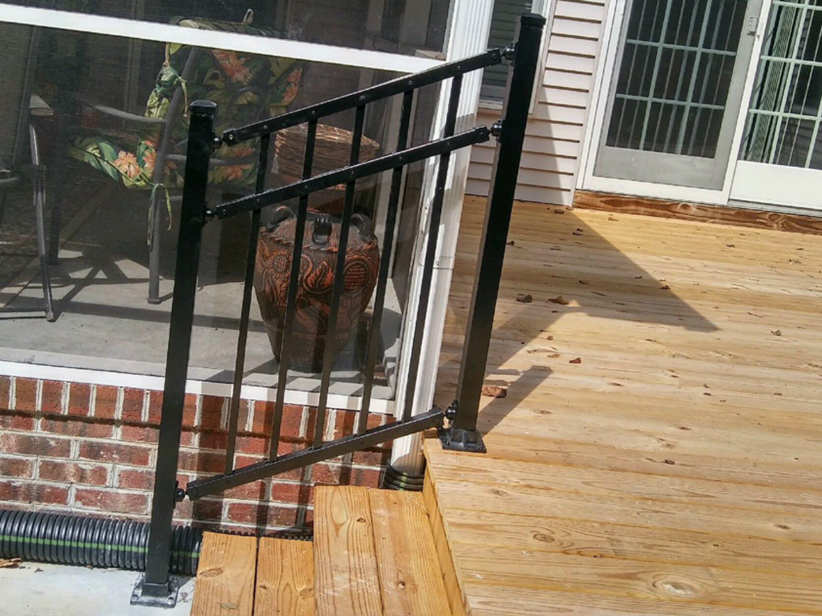 217_step-railing-black-aluminum-bonilla-flush Railings - Forrest Fencing
